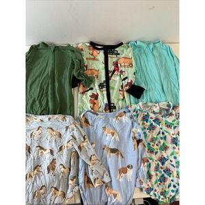 LOT of 6 Angel Dear, kyte baby boys 6-12 mos Bamboo Sleepers zip ups